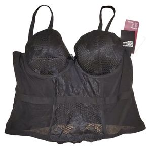 H&M Womens 12 Black Balconette Corset Lace Mesh Floral